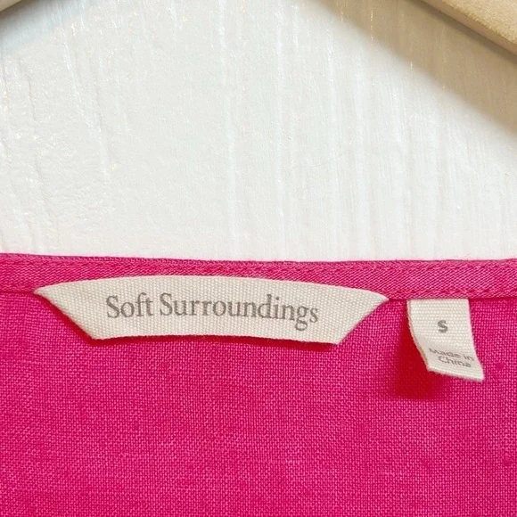 Soft Surroundings Saja 100% Linen Tunic Top Pink Tortoise Shell Accent Size S - Picture 3 of 7